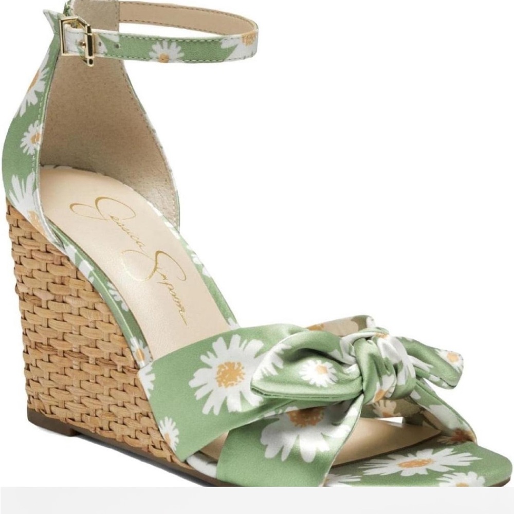 Jessica Simpson Green Daisy Wedges
